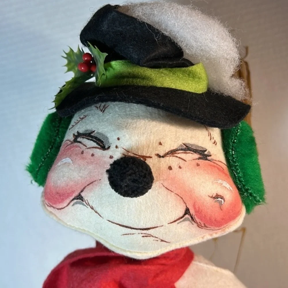 Giant 21” Annalee Snowman with top hat and mop